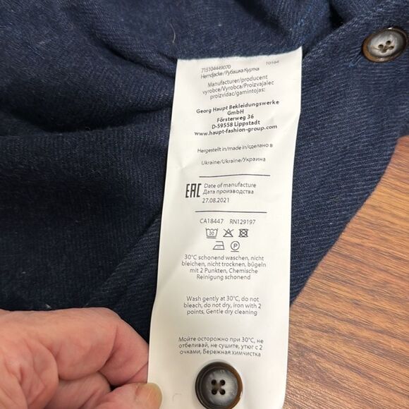 Haupt Ecologic Navy Men’s Brushed Cotton Shirt Jacket. Size Large. - Picture 7 of 9